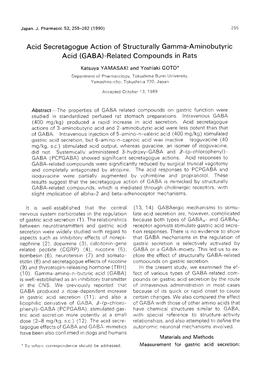 Acid Secretagogue Action of Structurally Gamma-Aminobutyric Acid (GABA)-Related Compounds in Rats