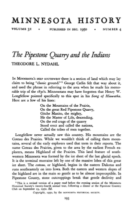 The Pipestone Quarry and the Indians