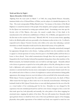 'Gold and Silver by Night'.I Queen Alexandra: a Life in Color Alighting from the Royal Yacht on March 7Th of 1863, the Young