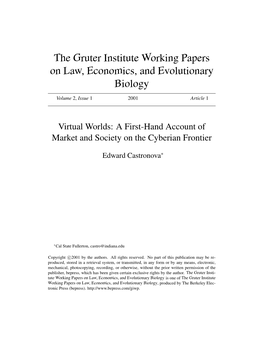 The Gruter Institute Working Papers on Law, Economics, and Evolutionary Biology