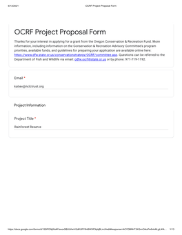 OCRF Project Proposal Form