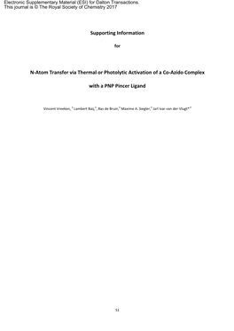 Atom Transfer Via Thermal Or Photolytic Activation of a Co-Azido Complex