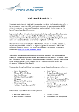 World Health Summit 2013