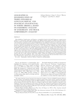 Onagraceae) in North America, Based on Parsimony Analysis of Endemicity and Track Compatibility Analysis1