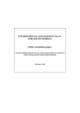 Environmental Management Plan for South Georgia