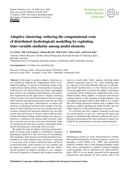 Adaptive Clustering: Reducing the Computational Costs of Distributed (Hydrological) Modelling by Exploiting Time-Variable Similarity Among Model Elements