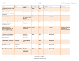 DOC31 WUO Weather Underground Organization the Freedom Archives Info@Freedomarchives.Org 1
