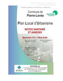 P L a N L O C a L D ' U R B a N I S M E D E P Notice Sanitaire Et Annexes 1