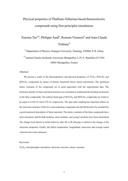 Physical Properties of Thallium-Tellurium Based Thermoelectric