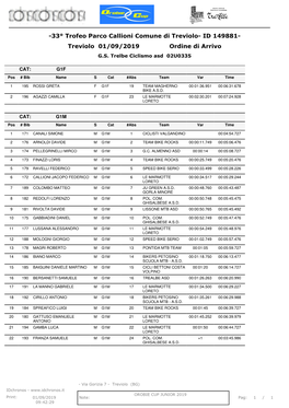 ID 149881- Treviolo 01/09/2019 Ordine Di Arrivo G.S