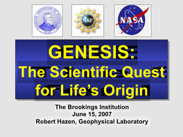 The Scientific Quest for Life's Origin