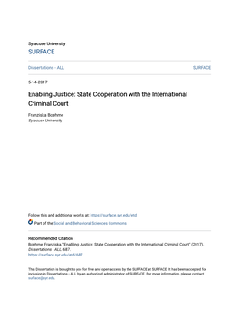 Enabling Justice: State Cooperation with the International Criminal Court