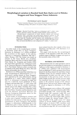 Morphological Variation in Bearded Tomb Bats (Taphozous) in Maluku Tenggara and Nusa Tenggara Timur, Indonesia