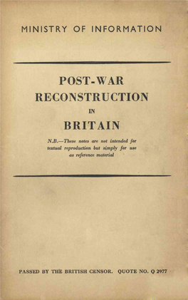 Post-War Recoinstruction Britain