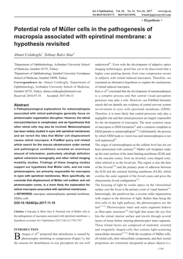 Potential Role of Müller Cells in the Pathogenesis of Macropsia Associated with Epiretinal Membrane: a Hypothesis Revisited