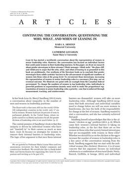 Continuing the Conversation: Questioning the Who, What, and When of Leaning In