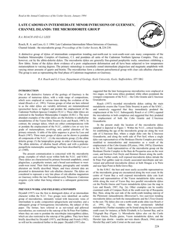 Late Cadomian Intermediate Minor Intrusions of Guernsey, Channel Islands: the Microdiorite Group