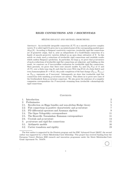 RIGID CONNECTIONS and F-ISOCRYSTALS Contents 1