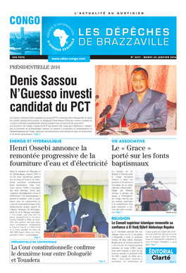 Denis Sassou N'guesso Investi Candidat Du