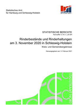 C III 3 - J 20 SH Rinderbestände Und Rinderhaltungen Am 3