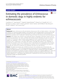 Estimating the Prevalence of Echinococcus in Domestic Dogs in Highly Endemic for Echinococcosis Cong-Nuan Liu1†, Yang-Yang Xu2,3†, Angela M