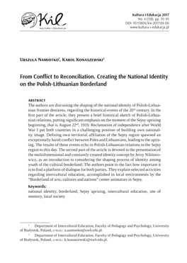 From Conflict to Reconciliation. Creating the National Identity on the Polish-Lithuanian Borderland