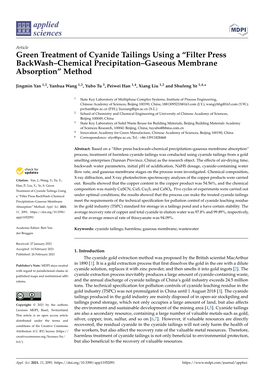 Green Treatment of Cyanide Tailings Using a “Filter Press Backwash–Chemical Precipitation–Gaseous Membrane Absorption” Method