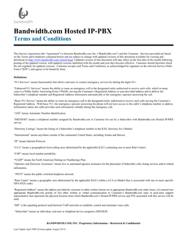 Bandwidth.Com Hosted IP-PBX Terms and Conditions