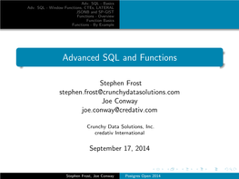 Advanced SQL and Functions