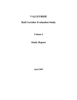 VALLEYRIDE Rail Corridor Evaluation Study