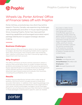 Wheels Up, Porter Airlines' Office of Finance Takes Off with Prophix