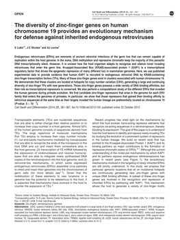 The Diversity of Zinc-Finger Genes on Human Chromosome 19 Provides