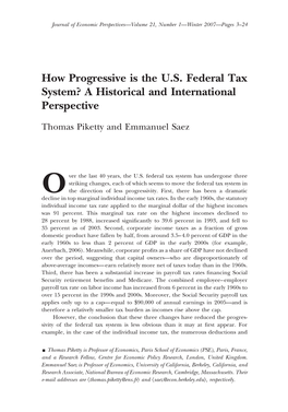 How Progressive Is the US Federal Tax System? a Historical