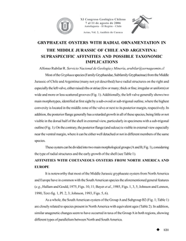 Gryphaeate Oysters with Radial Ornamentation in the Middle Jurassic of Chile and Argentina