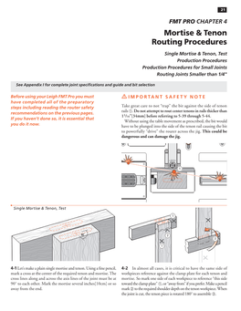 Mortise & Tenon Routing Procedures