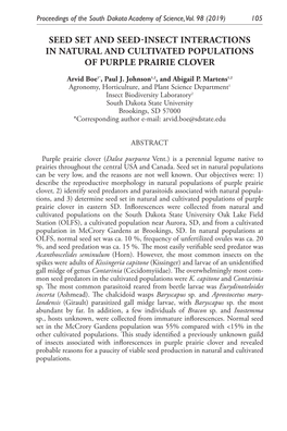 Seed Set and Seed-Insect Interactions in Natural and Cultivated Populations of Purple Prairie Clover