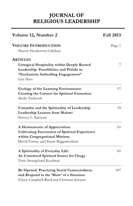 Journal of Religious Leadership