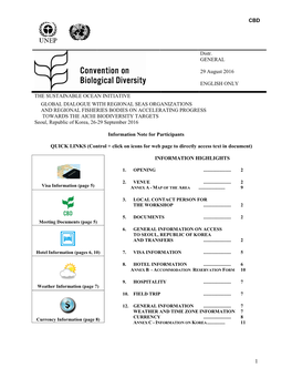 CBD Distr. GENERAL 29 August 2016 ENGLISH ONLY THE