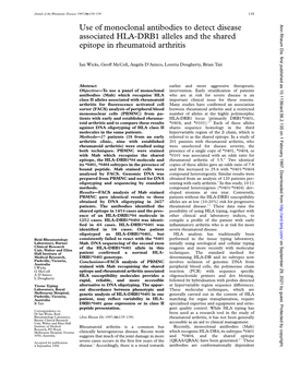 Use of Monoclonal Antibodies to Detect Disease Associated HLA