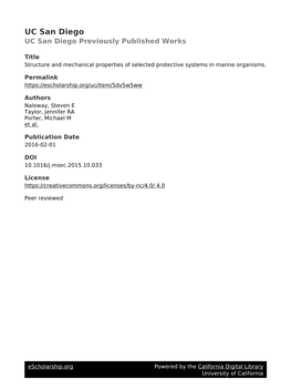 Structure and Mechanical Properties of Selected Protective Systems in Marine Organisms