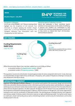 Inter-Agency Coordination Platform –Situation Report – July 2019