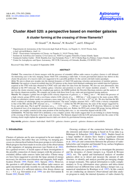 Cluster Abell 520: a Perspective Based on Member Galaxies a Cluster Forming at the Crossing of Three ﬁlaments?