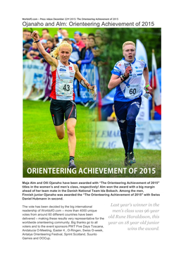 Ojanaho and Alm: Orienteering Achievement of 2015