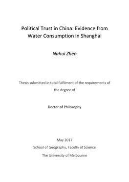 Political Trust in China: Evidence from Water Consumption in Shanghai