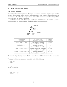 1 Part I: Riemann Sums