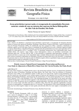 Revista Brasileira De Geografia Física 03 (2010) 139-145 Revista Brasileira De Geografia Física