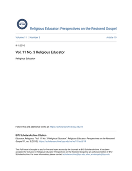 Vol. 11 No. 3 Religious Educator