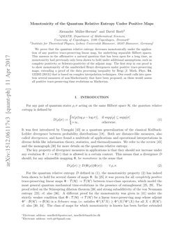 Arxiv:1512.06117V3 [Quant-Ph] 11 Apr 2017 Nrp 2] F Lo[6.Adﬀrn Ro O H Monotoni the for Proof Diﬀerent : a Φ That Condition [36]