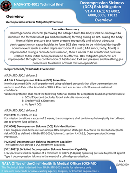 Decompression Sickness (DCS) Risk Mitigation NASA-Standard-3001