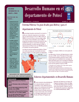 DESARROLLO HUMANO EN EL DEPARTAMENTO DE POTOSÍ UDAPE—PNUD P Á G I N a 3 La Desnutrición Crónica En El Departamento